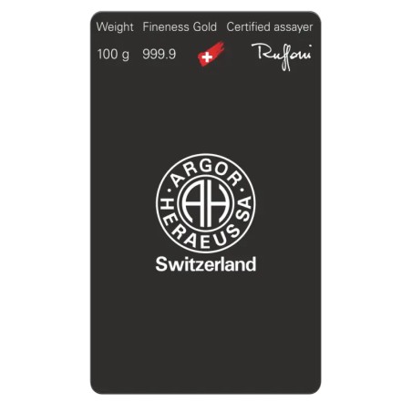100g Lingot d'Or | Argor Heraeus | Lingot coulé