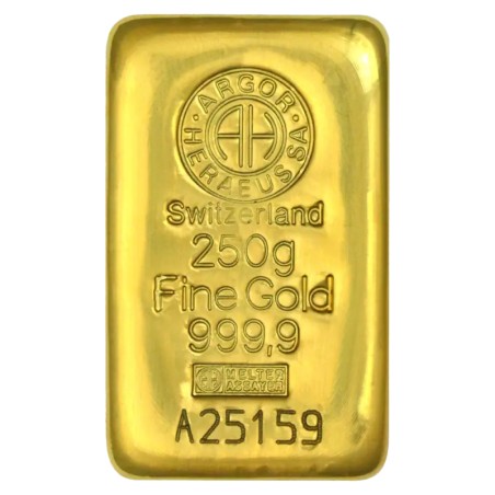 250g Lingot d'Or | Argor-Heraeus | Coulé