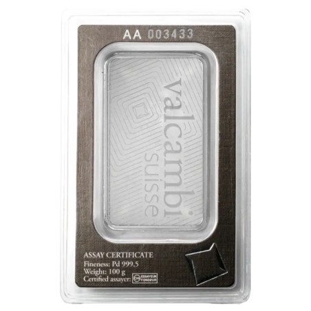 100g Lingot de Palladium | Valcambi